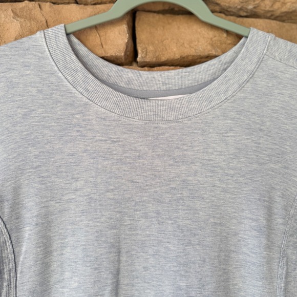 Athleta L Blue Heathered Long Sleeve Pockets Sweatshirt Dress Women Athleisure - Picture 6 of 12